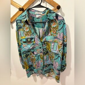 MENS VINTAGE 100% silk button down shirt